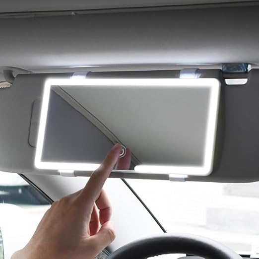 Upgrade Car Sun Visor Vanity Mirror,Big Led Car Mirror with 3 Light Modes & 80 LEDs,Rechargeable Car Makeup Mirror - Dimmable Touch Control,Car Light Up Mirror Universal for Car Truck SUV