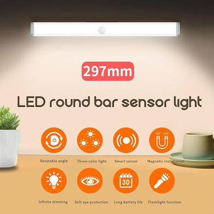 6M Warranty Wireless Cabinet Light,12 Inch Led Motion Sensor Under Cabinet Lighting Rechargeable Rotable Closet Light Dimming