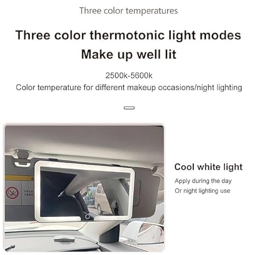 Upgrade Car Sun Visor Vanity Mirror,Big Led Car Mirror with 3 Light Modes & 80 LEDs,Rechargeable Car Makeup Mirror - Dimmable Touch Control,Car Light Up Mirror Universal for Car Truck SUV