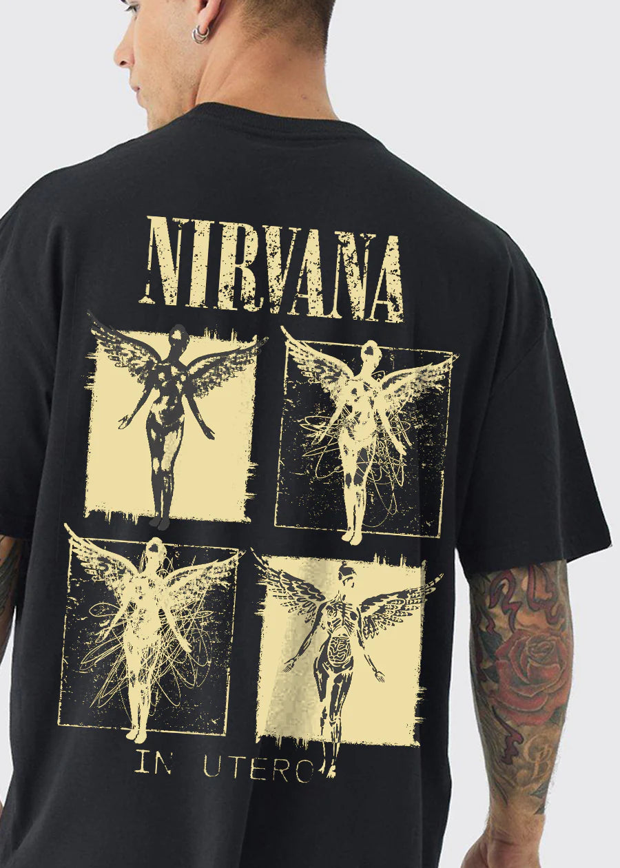 Vintage Nirvana Men Oversized Printed T-Shirt