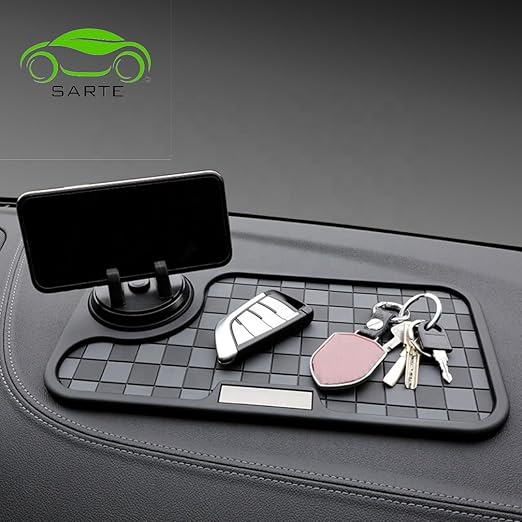 Car Dashboard Mat Anti-Slip Rubber Pad with Phone Holder Universal Non Slip Car Dashboard Sticky Adhesive Mat for Phones Sunglasses Keys