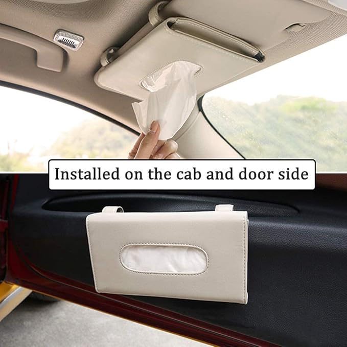 Car Tissue Holder, Sun Visor Napkin Holder, Car Visor Tissue Holder, Tissue Holder for Car (Beige)