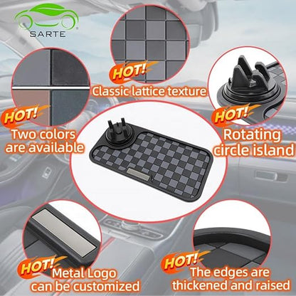 Car Dashboard Mat Anti-Slip Rubber Pad with Phone Holder Universal Non Slip Car Dashboard Sticky Adhesive Mat for Phones Sunglasses Keys