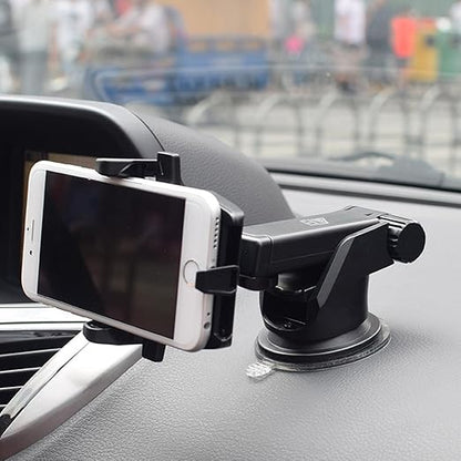 Car Mount Adjustable Car Phone Holder Universal Long Arm, Windshield for Smartphones - Black