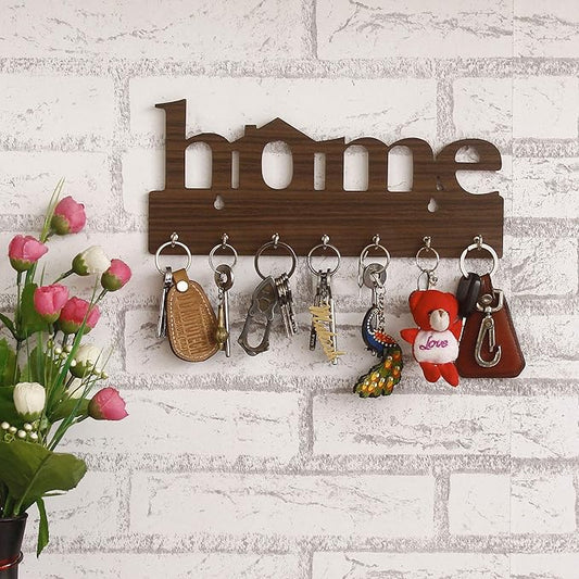 Premium Home Keys Wooden Key Holder (29 cm x 13.5 cm x 0.4 cm, Wood) 7 Hook - Decorative Items for Home Decor