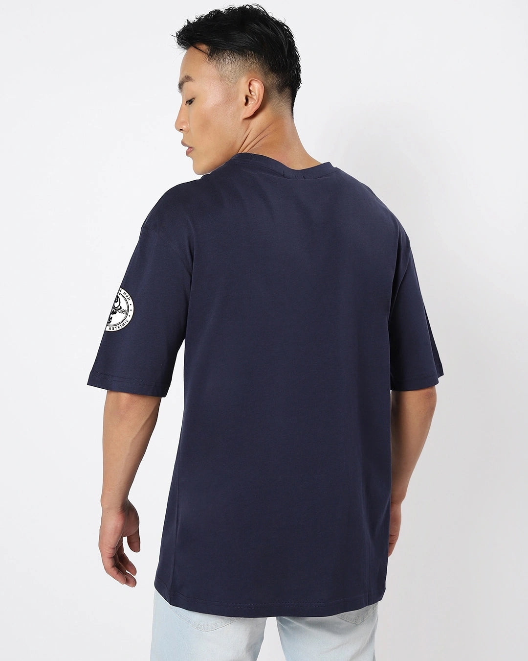 Men's Navy Blue Venom Graphic Printed Oversized T-shirt